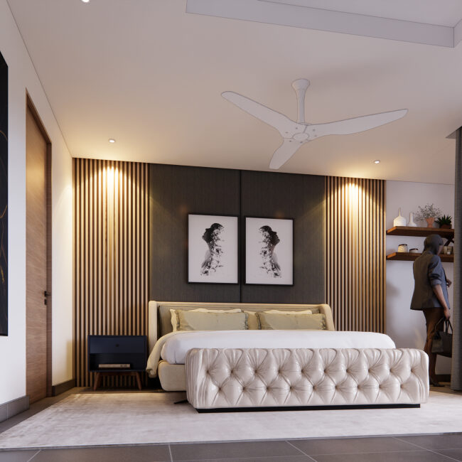 Spacious bedroom of a three bedroom house