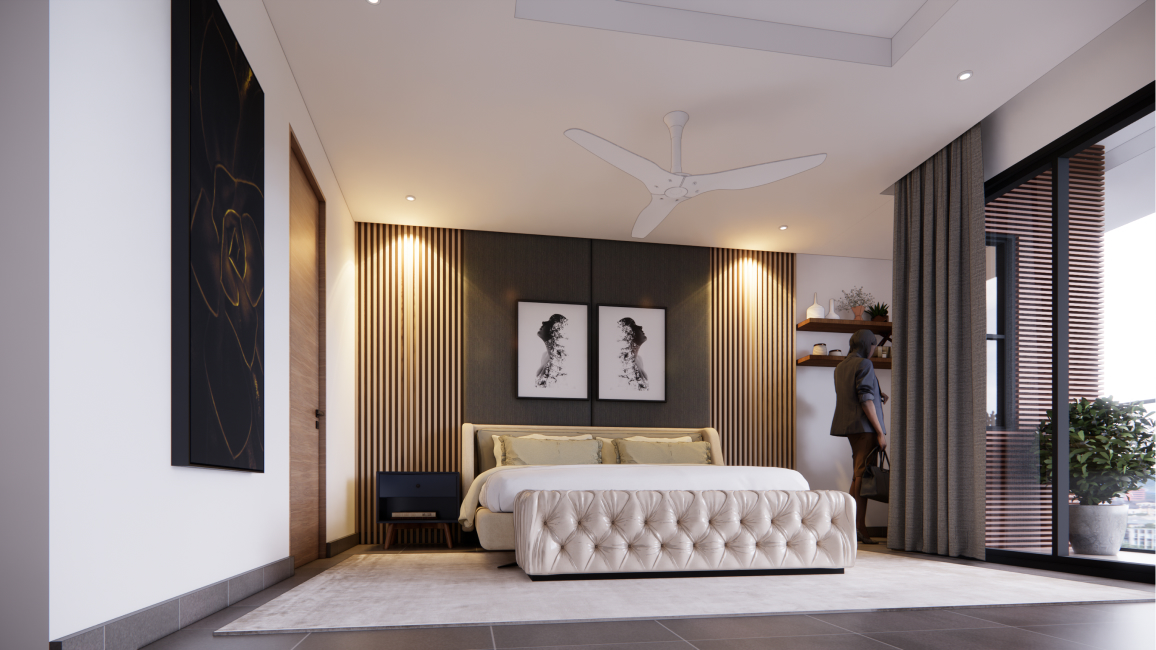 Spacious bedroom of a three bedroom house